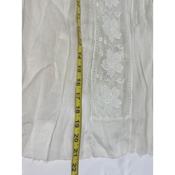 Antique Edwardian White Cotton Floral Embroidered Blouse with long sleeves - Picture 16 of 16